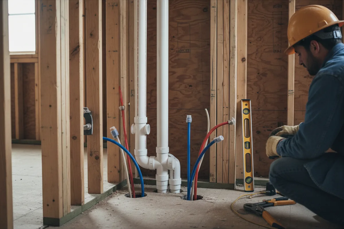 Drain and supply rough-in during Toilet Repair and Installation in North Olmsted