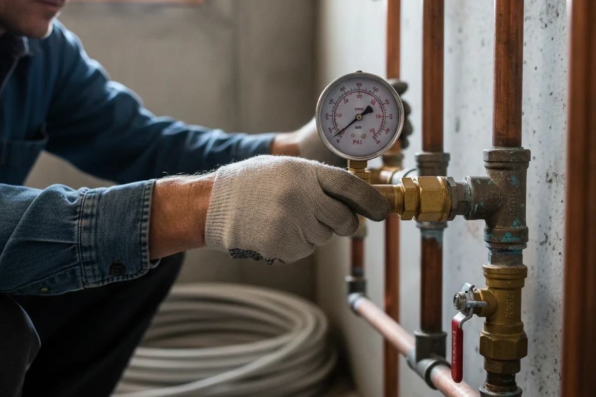 Pressure testing a repaired line during Water Line Repair in North Olmsted